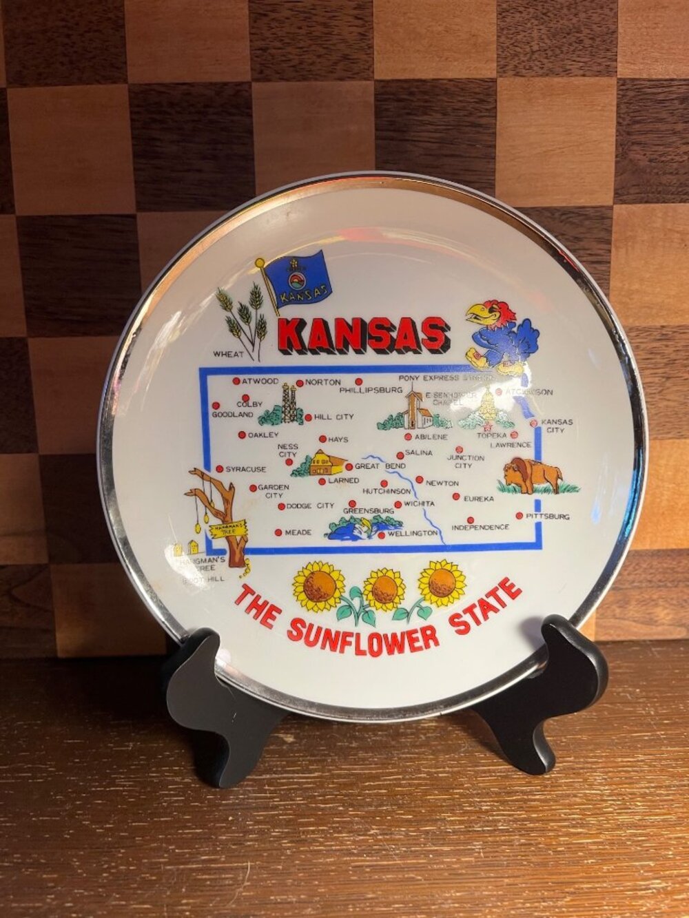 Kansas The Sunflower State Souvenir Plate A925